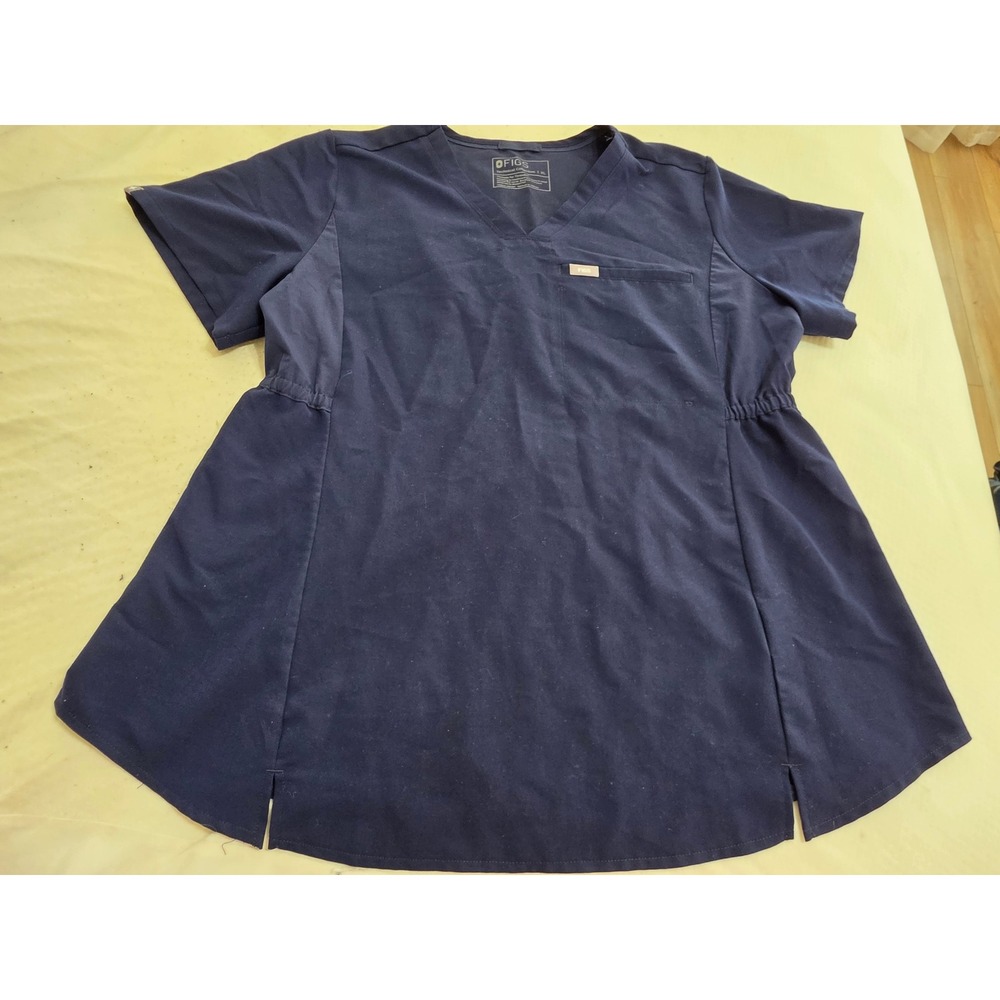 FIGS Technical Collection Navy Blue V-Neck Scrub Top Womens XL W22SW1012
